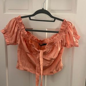 Nasty Gal Peach Silk Crop Top! NWT